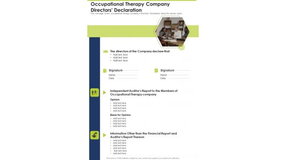 Occupational Therapy Company Directors Declaration One Pager Documents