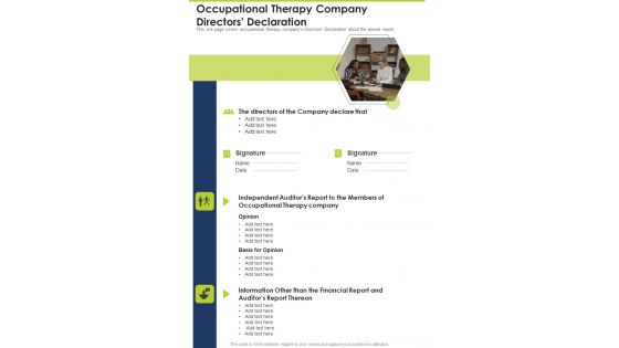 Occupational Therapy Company Directors Declaration One Pager Documents Occupational Therapy Company Directors Declaration One Pager Documents