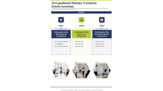 Occupational Therapy Company Events Summary One Pager Documents Occupational Therapy Company Events Summary One Pager Documents