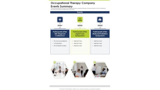 Occupational Therapy Company Events Summary One Pager Documents