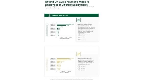 Off And On Cycle Payments Made To Employees Of Different Departments One Pager Documents