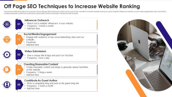 Off Page SEO Techniques To Increase Website Ranking Infographics PDF