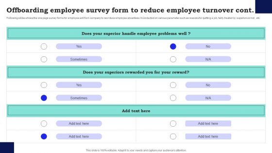 Offboarding Employee Survey Form To Reduce Employee Turnover Survey SS