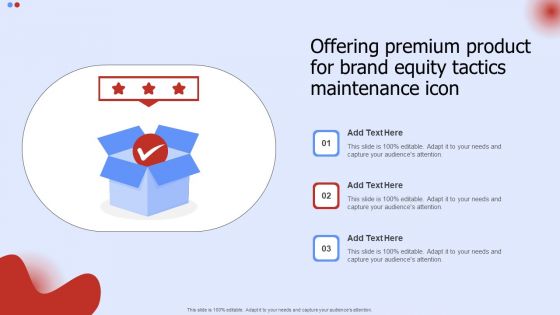 Offering Premium Product For Brand Equity Tactics Maintenance Icon Template PDF