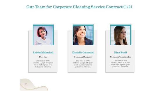 Office Cleaning Service Our Team For Corporate Cleaning Service Contract Ppt Gallery Visual Aids PDF