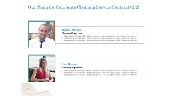 Office Cleaning Service Our Team For Corporate Service Contract Ppt Portfolio Diagrams PDF