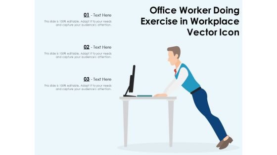 Office Worker Doing Exercise In Workplace Vector Icon Ppt PowerPoint Presentation Gallery Introduction PDF