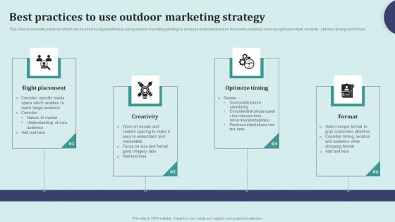 Offline Marketing Techniques To Elevate Brand Visibility Best Practices To Use Outdoor Marketing Sample PDF