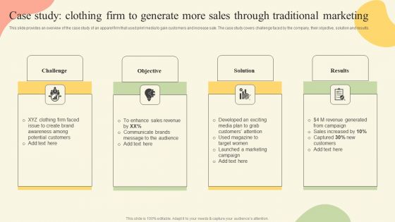 Offline Media Channel Analysis Case Study Clothing Firm To Generate More Sales Guidelines PDF