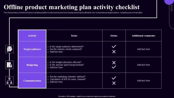 Offline Product Marketing Plan Activity Checklist Brochure PDF