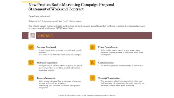Offline Promotional Strategy For New Product Radio Marketing Campaign Proposal Statement Of Work And Contract Formats PDF