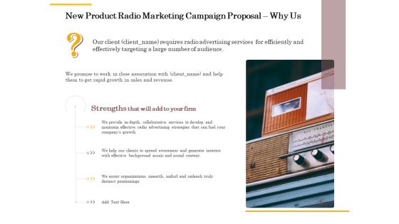 Offline Promotional Strategy For New Product Radio Marketing Campaign Proposal Why Us Professional PDF