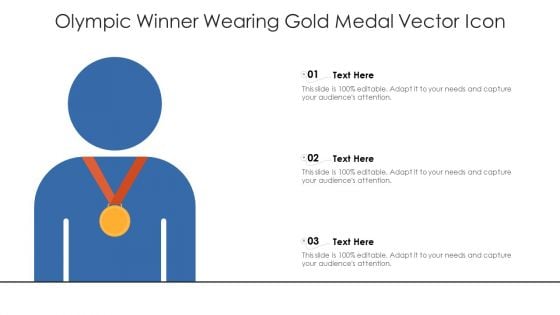 Olympic Winner Wearing Gold Medal Vector Icon Ppt Icon Objects PDF