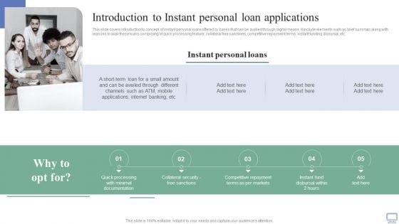 Omnichannel Banking Services Platform Introduction To Instant Personal Loan Applications Template PDF