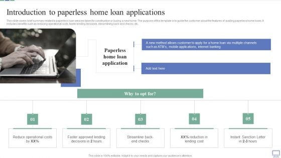 Omnichannel Banking Services Platform Introduction To Paperless Home Loan Applications Template PDF