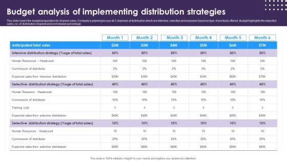 Omnichannel Distribution System To Satisfy Customer Needs Budget Analysis Of Implementing Distribution Strategies Icons PDF