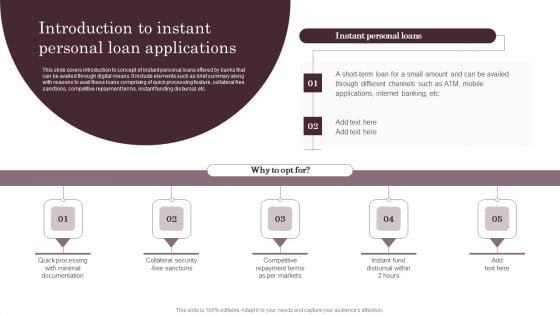 Omnichannel Services Solution In Financial Sector Introduction To Instant Personal Loan Applications Pictures PDF