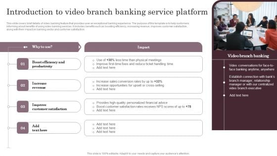 Omnichannel Services Solution In Financial Sector Introduction To Video Branch Banking Background PDF