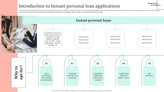 Omnichannel Strategy Implementation For Banking Solutions Introduction To Instant Personal Loan Structure PDF