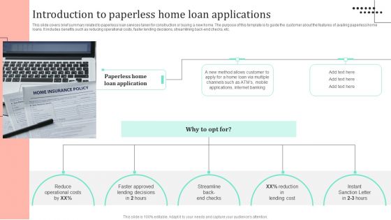 Omnichannel Strategy Implementation For Banking Solutions Introduction To Paperless Home Loan Applications Clipart PDF