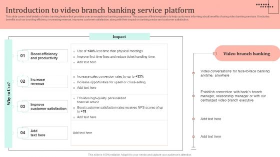 Omnichannel Strategy Implementation For Banking Solutions Introduction To Video Branch Banking Service Template PDF