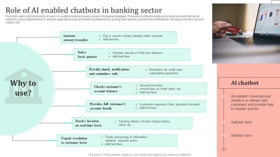 Omnichannel Strategy Implementation For Banking Solutions Role Of AI Enabled Chatbots In Banking Sector Background PDF