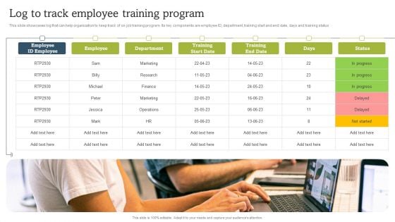 On Job Staff Coaching Program For Skills Refinement Log To Track Employee Training Program Download PDF