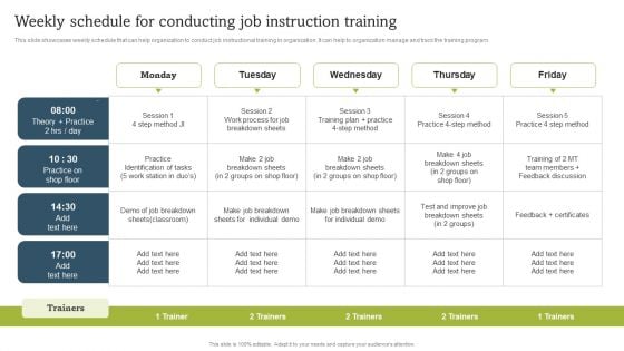 On Job Staff Coaching Program For Skills Refinement Weekly Schedule For Conducting Rules PDF