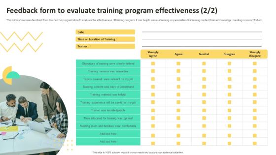 On Job Staff Training Program For Skills Advancement Feedback Form To Evaluate Training Information PDF