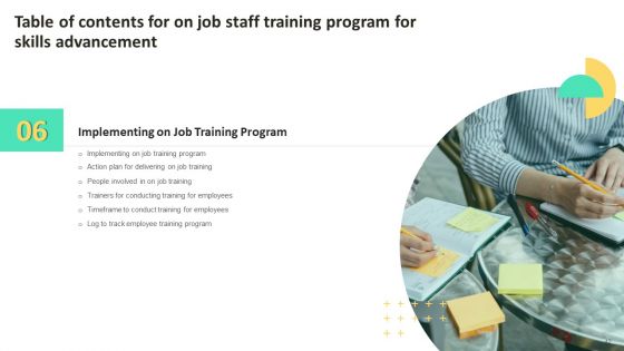 On Job Staff Training Program For Skills Advancement Ppt PowerPoint Presentation Complete Deck With Slides
