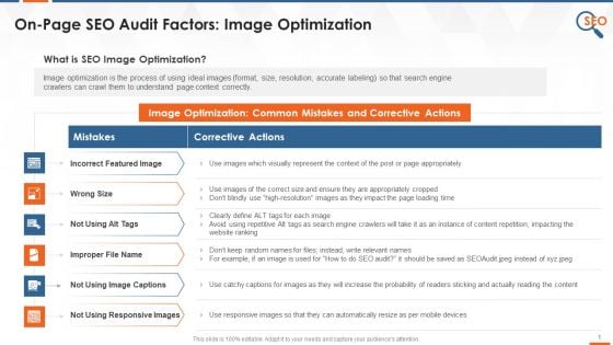 On Page SEO Audit Factor Image Optimization Training Ppt