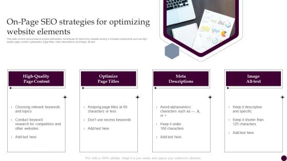 On Page Seo Strategies For Optimizing Website Elements Strategies For Acquiring Consumers Background PDF