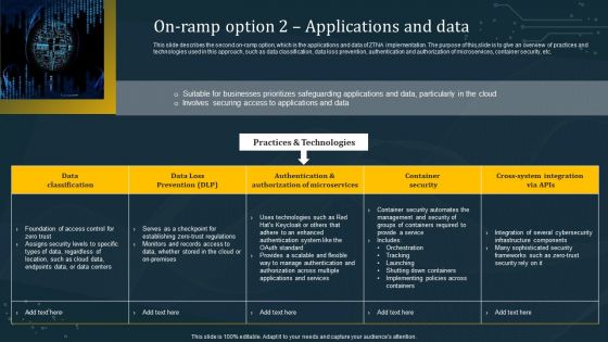 On Ramp Option 2 Applications And Data Template PDF