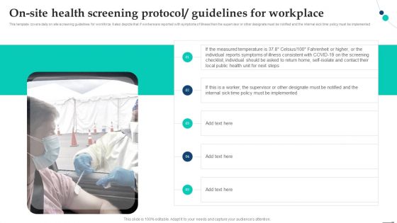 On Site Health Screening Protocol Guidelines For Workplace Pandemic Company Playbook Portrait PDF