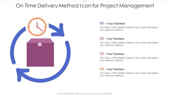 On Time Delivery Method Icon For Project Management Clipart PDF