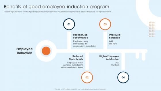 Onboarding Brochure For New Employees Benefits Of Good Employee Induction Program Elements PDF