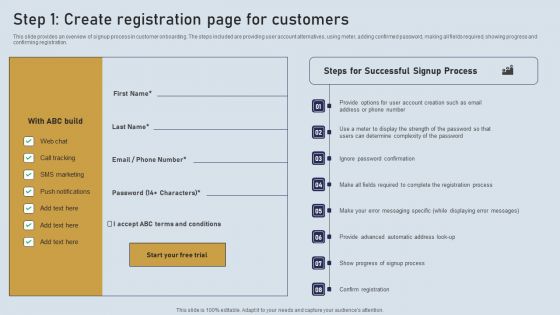 Onboarding Journey For Effective Client Communication Step 1 Create Registration Page For Customers Themes PDF
