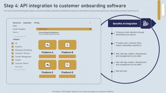 Onboarding Journey For Effective Client Communication Step 4 Api Integration To Customer Onboarding Demonstration PDF