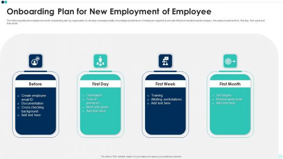 Onboarding Plan For New Employment Of Employee Introduction PDF