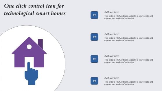 One Click Control Icon For Technological Smart Homes Inspiration PDF