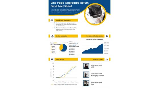 One Page Aggregate Return Fund Fact Sheet PDF Document PPT Template