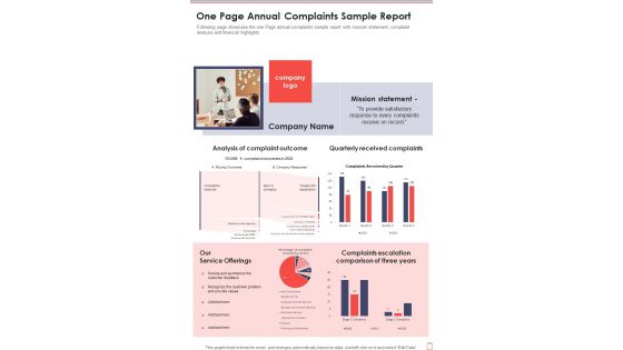 One Page Annual Complaints Sample Report Template 295 One Pager Documents