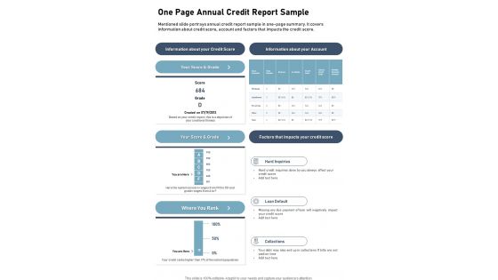 One Page Annual Credit Report Sample One Pager Documents One Page Annual Credit Report Sample One Pager Documents