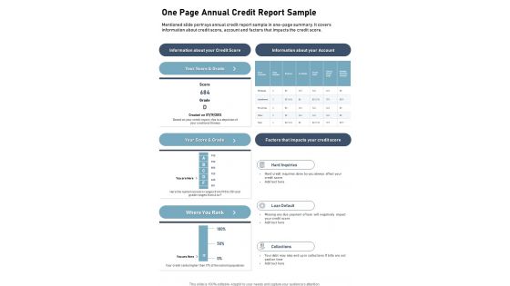 One Page Annual Credit Report Sample One Pager Documents