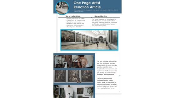 One Page Artist Reaction Article PDF Document PPT Template