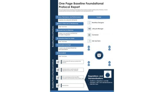 One Page Baseline Foundational Protocol Report PDF Document PPT Template