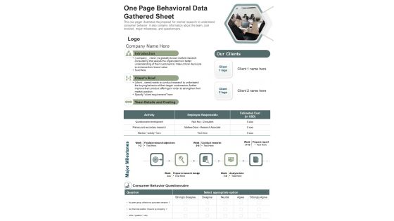 One Page Behavioral Data Gathered Sheet PDF Document PPT Template One Page Behavioral Data Gathered Sheet PDF Document PPT Template