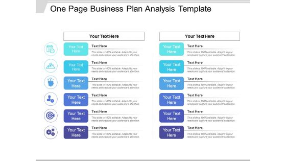 One Page Business Plan Analysis Template Ppt PowerPoint Presentation Model Objects PDF