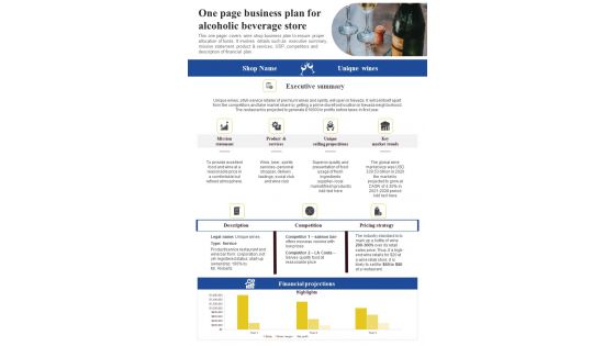 One Page Business Plan For Alcoholic Beverage Store PDF Document PPT Template One Page Business Plan For Alcoholic Beverage Store PDF Document PPT Template