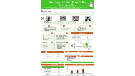 One Page Business Plan For Internet Book Retailer PDF Document PPT Template One Page Business Plan For Internet Book Retailer PDF Document PPT Template